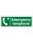 Sign - Emergency Telephone Self Adhesive Vinyl 30 x 10cm White On Green